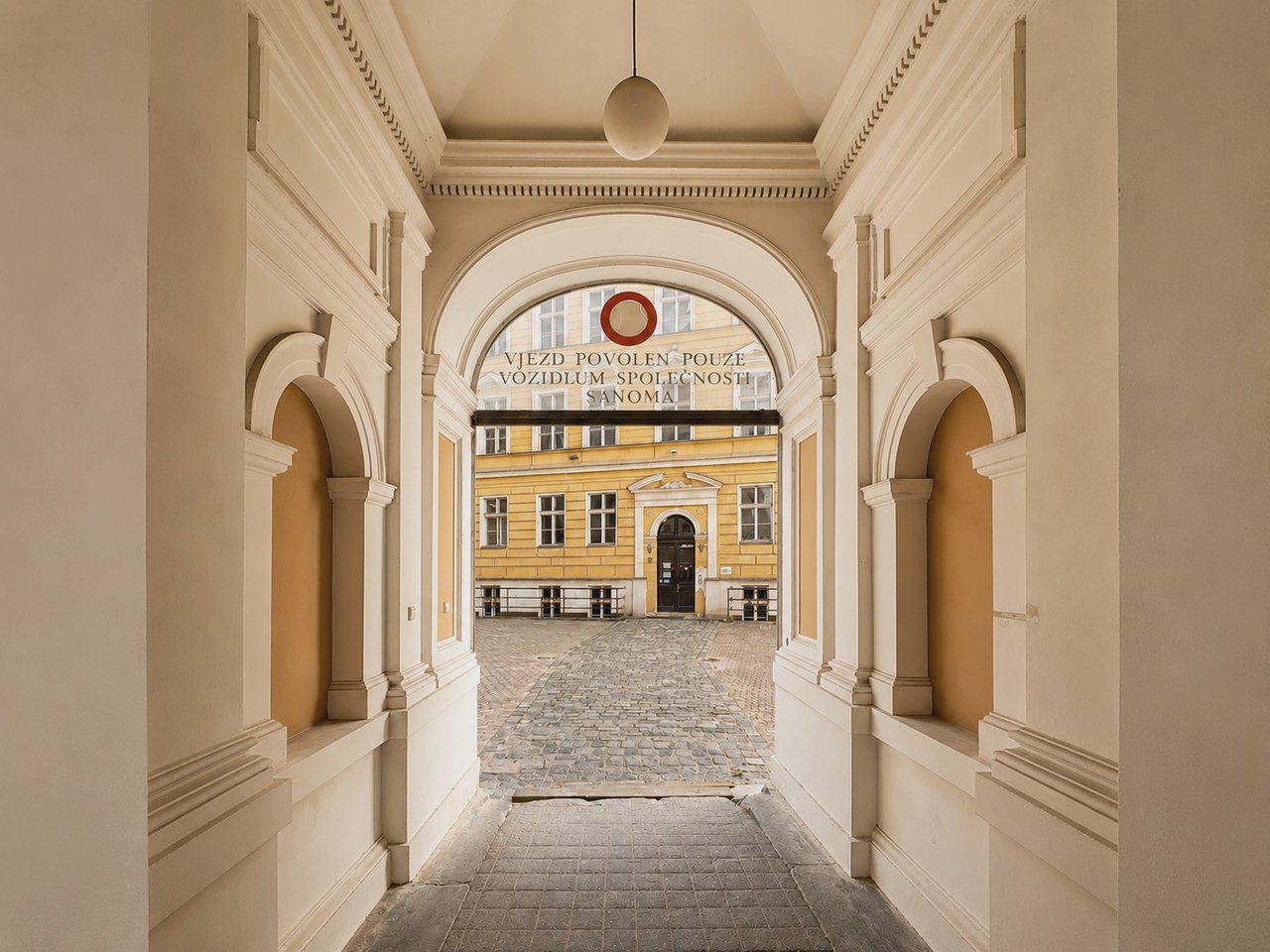 Vaulted passage to the courtyard of the historic RyeBase building